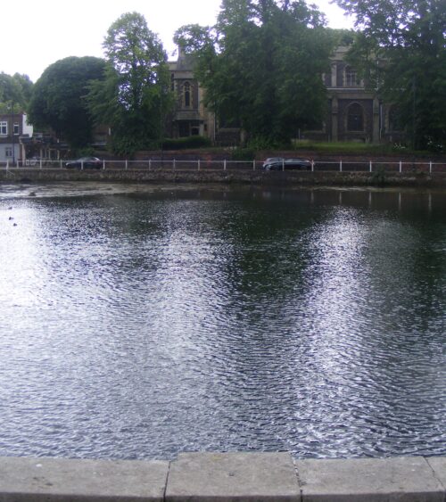 Church across pond