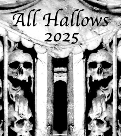 Tomb chest with skulls and swags of drapery