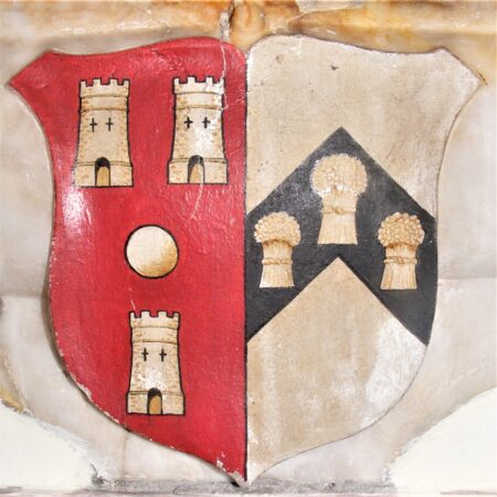 Shield with arms of Howell impaling Cradock