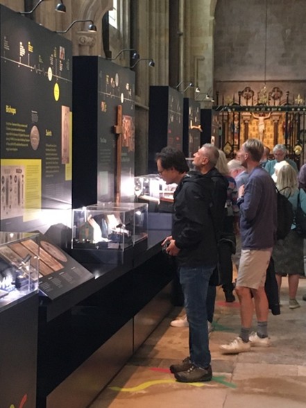 Group looking at exhibition