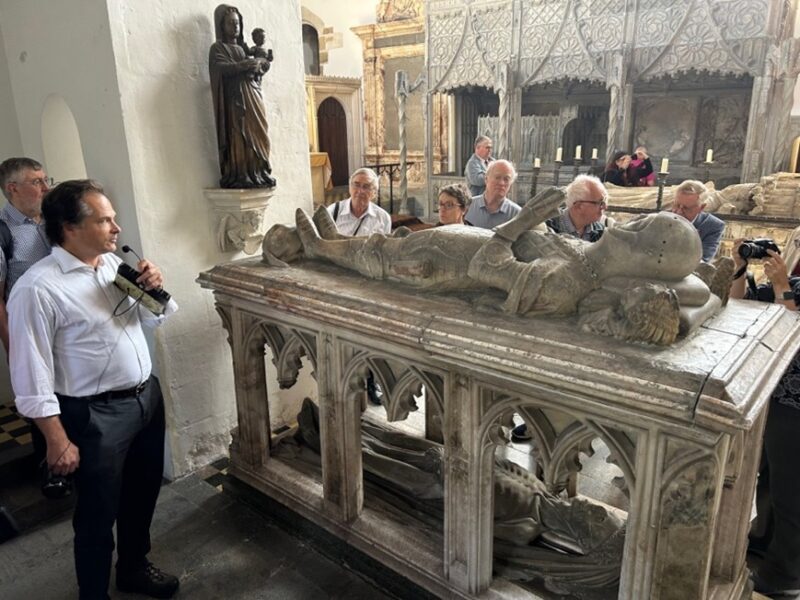 Group inspecting a monument