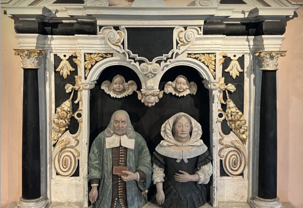 Cover of Church Monuments vol 39 showing a wall monument with double semi-effigies