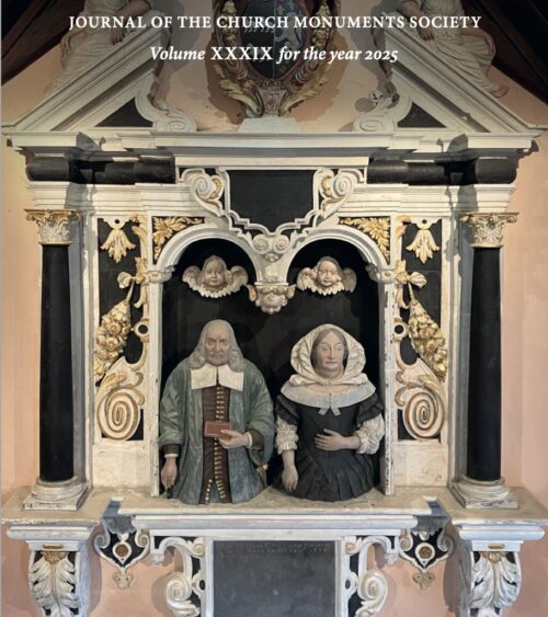 Cover of Church Monuments vol 39 showing a wall monument with double semi-effigies