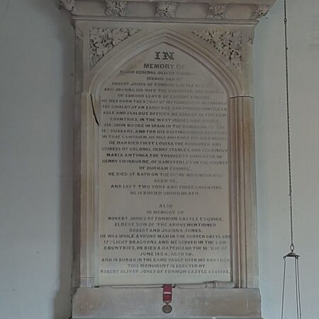 Wall monument commemorating Robert and Oliver Thomas, sons of Robert and Joanna Jones