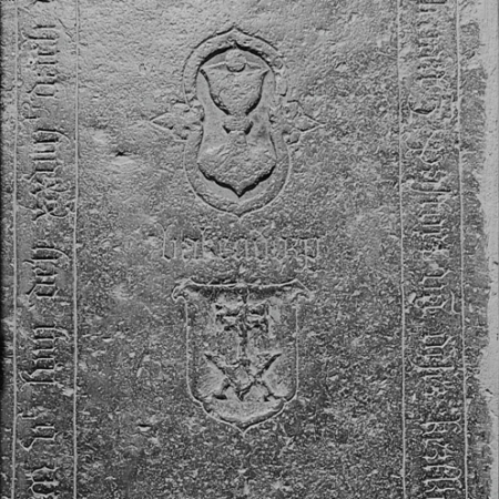 Ledgerstone with chalice, host and shield in centre. Details in text of article.