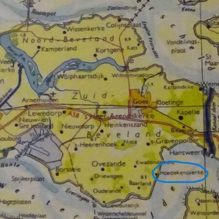 Map of Zuid Beveland showing location of Hoedekenskerke