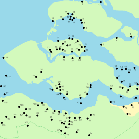 Modern map of flooded villages in Zeeland