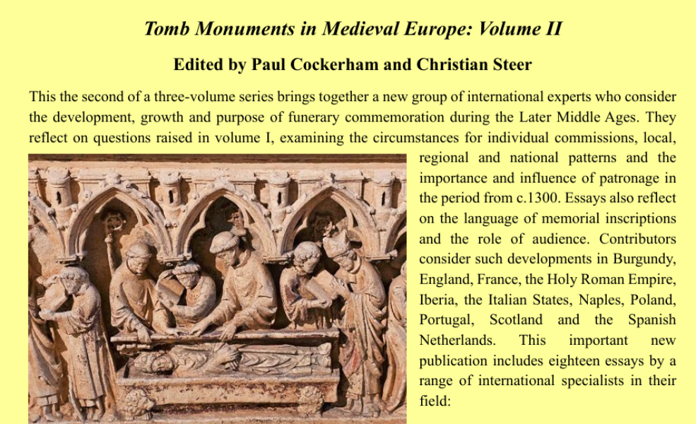 Cover of Tomb Monuments in Medieval Europe: Volume II (details in blog post)